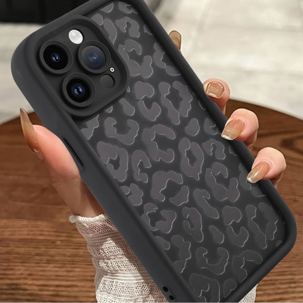 TWO iPhone Protective Cases with Textured Leopard Print